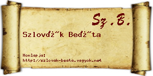 Szlovák Beáta névjegykártya